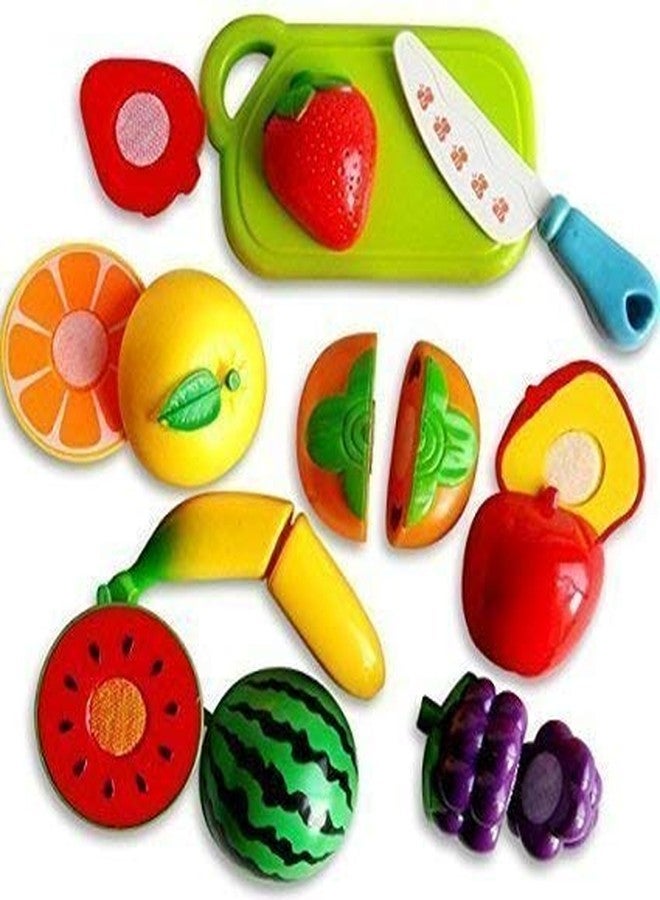 MKY® Realistic Sliceable Pack of 8 Pcs Fruits Cutting Play Toy Set, Can Be Cut in 2 Parts,Plastic (Multicolor) - Image 1